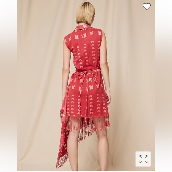 Studio 189 X J. Crew fringed wrap dress in dot BL582 Red White L - Picture 3 of 7